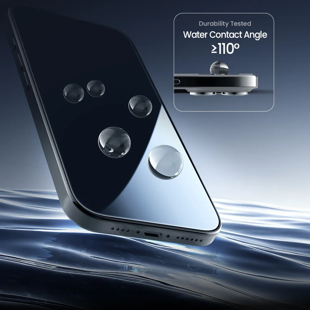 Nillkin لهاتف iPhone 16 Pro Max / 16 Pro H+ Pro زجاج مقسى مضاد للانعكاس مع صندوق خالٍ من الغبار واقي شاشة بحافة منحنية ثلاثية الأبعاد