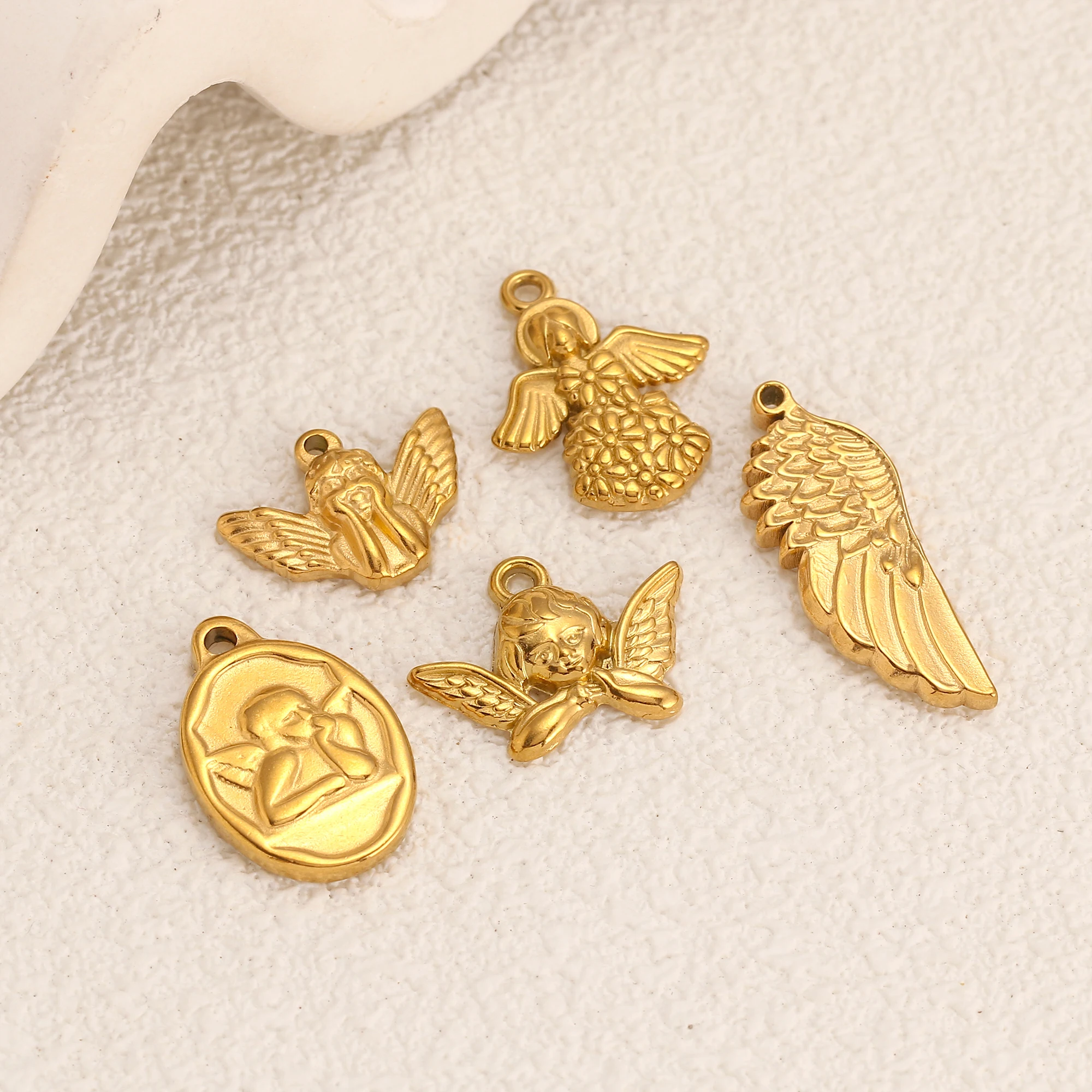 3Pcs/Lot 3D Angel Charms Stainless Steel Virgin Mary Religious Jewelry Accessories DIY Earring Bracelet Jewelry Making Wholesale