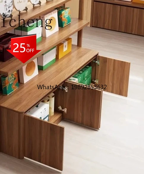 

ZZ solid wood double-sided tea cabinet Nakashimadai tea shop gift display cabinet display table agricultural rack