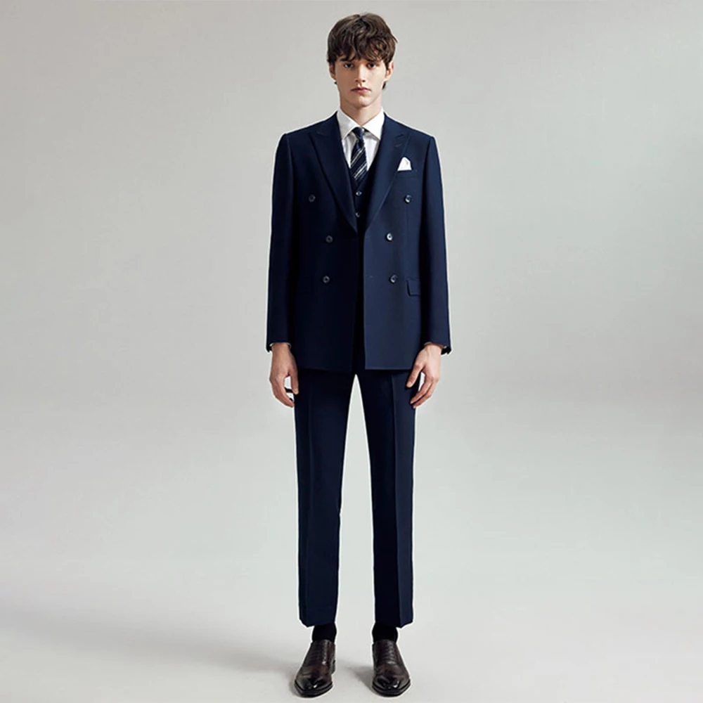 Men's 3 Piece Suit Double-Breasted Regular Fit Elegant Daily Casual 3 Piece Suits For Men