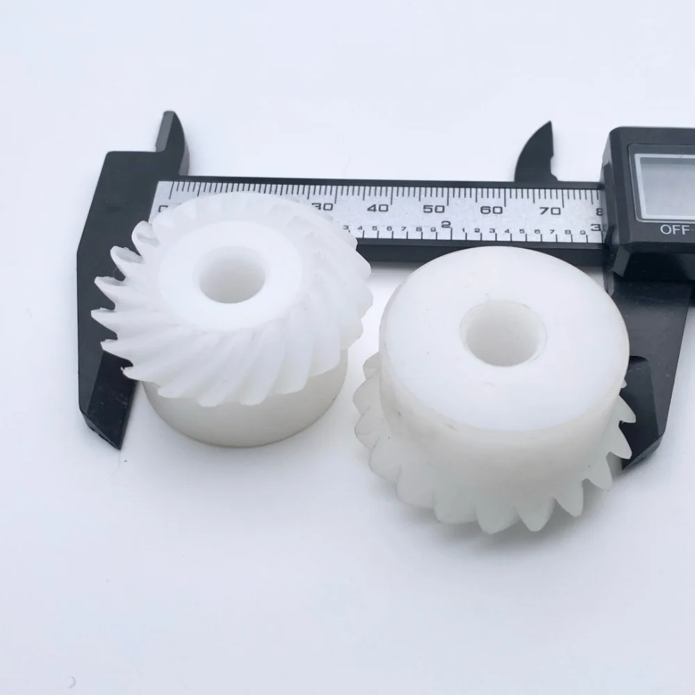 1:1 Spiral Bevel Gear 2M 20T 30T 8/10mm POM Nylon Plastic Gear 20/30 Teeth (1 SET) 90 Degrees