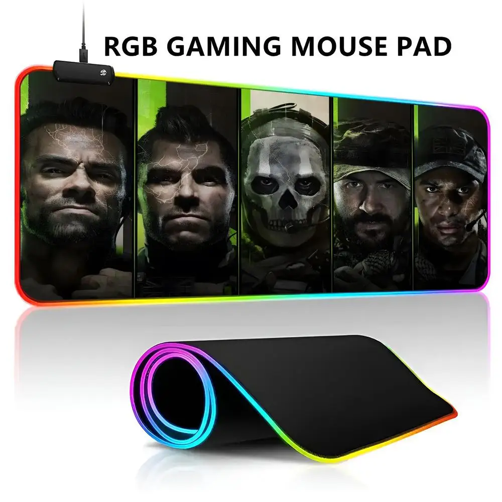 

Коврик для мыши Call Of Duty Warzone RGB со светодиодной подсветкой, игровой коврик для мыши, водонепроницаемый большой коврик для геймерской мыши, большой коврик для клавиатуры Mause, ПК, стол