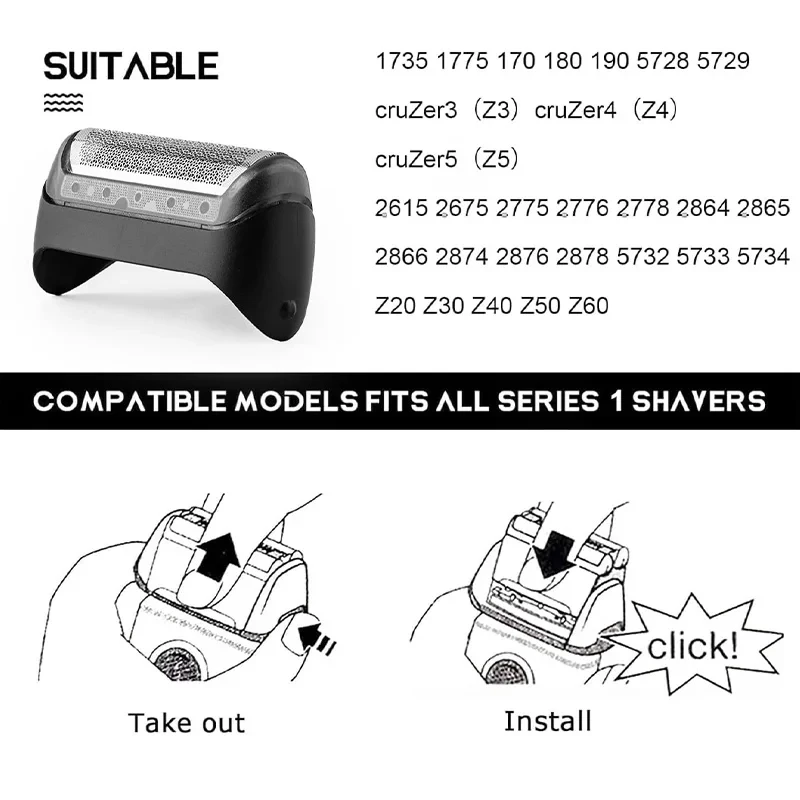 10B 20A Is Suitable for Braun Shaver Head Accessory Replacement Head 1 Series 190s1/190/Z40/1735/1775/10B