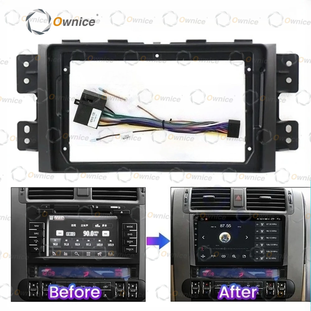 

Ownice 9" Quadlock Car Android Radio Frame for Kia Mohave 2008 - 2012 2 DIN Fascia Stereo Panel 16 PIN Harness Wire Canbus Box