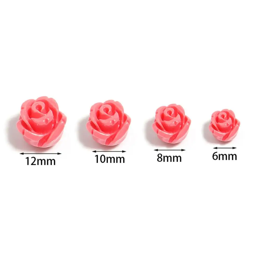 10Pcs/Lot Resin Beads 6 8 10 12mm Colorful Rose Shape Hole Size 1.5mm Beads For Bag Decoration Making Diy Gift Crafts Supplies