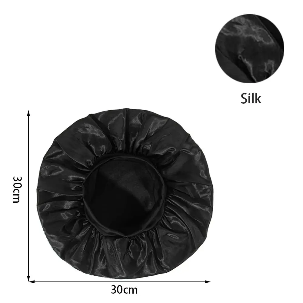 Soft Long Hair Care Bonnet Imitation Silk Solid Satin Satin Shower Caps Large Elastic Edge Wrap Night Sleep Hat for Women