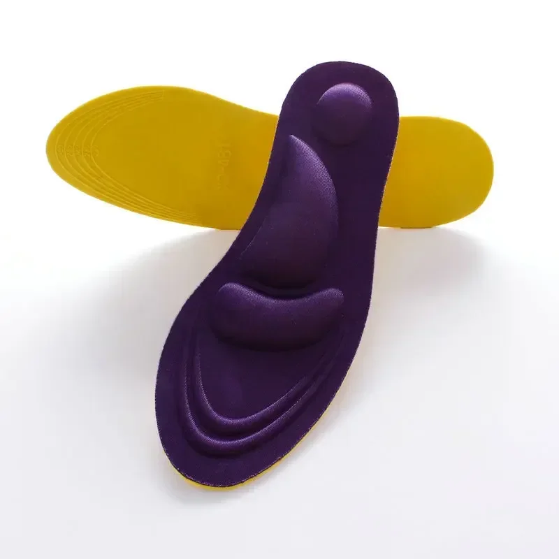 Palmilhas ortopédicas de espuma de memória 4D macia para homens e mulheres, 2 peças, alívio da dor, suporte de arco, pés chatos, almofadas esportivas, para sapatos