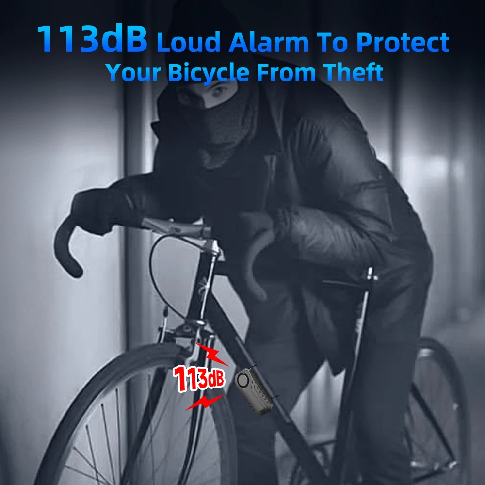 Wsdcam Anti Theft Burglar Bike Alarm with Remote Vibration Triggered Bike Alarm Battery Operated Loud 113dB Wireless Siren