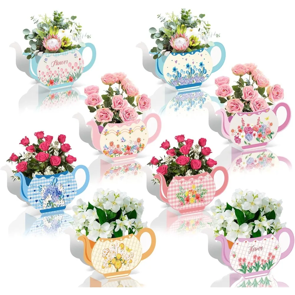 

Princess Tea Party Decoration Set of 12, Flower Centerpiece with Teapot and Vase