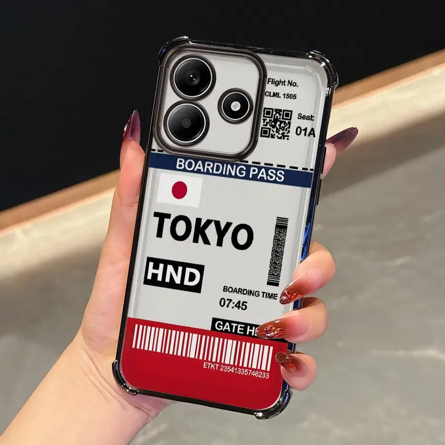 حافظة لهاتف شاومي ريدمي نوت 10 لايت 11s 11 12 13 10 Pro 14 Pro Plus 9S 10s غطاء شفاف للهواء الساخن طوكيو سيول التسمية