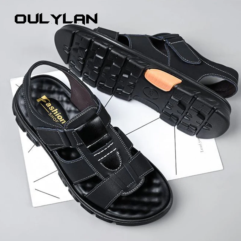 

Adult Cowhide Men's Sandal Summer Shoes for Men Outdoor Sandals Trend 2024 Shoes Comfortable Man Sandal Trending