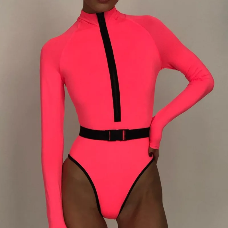 Summer One Piece Swimsuit Closed Long Sleeve Swimwear Sports Women\'s Swimming Bathing Suit Beach Bather Surfing Swimming Wear