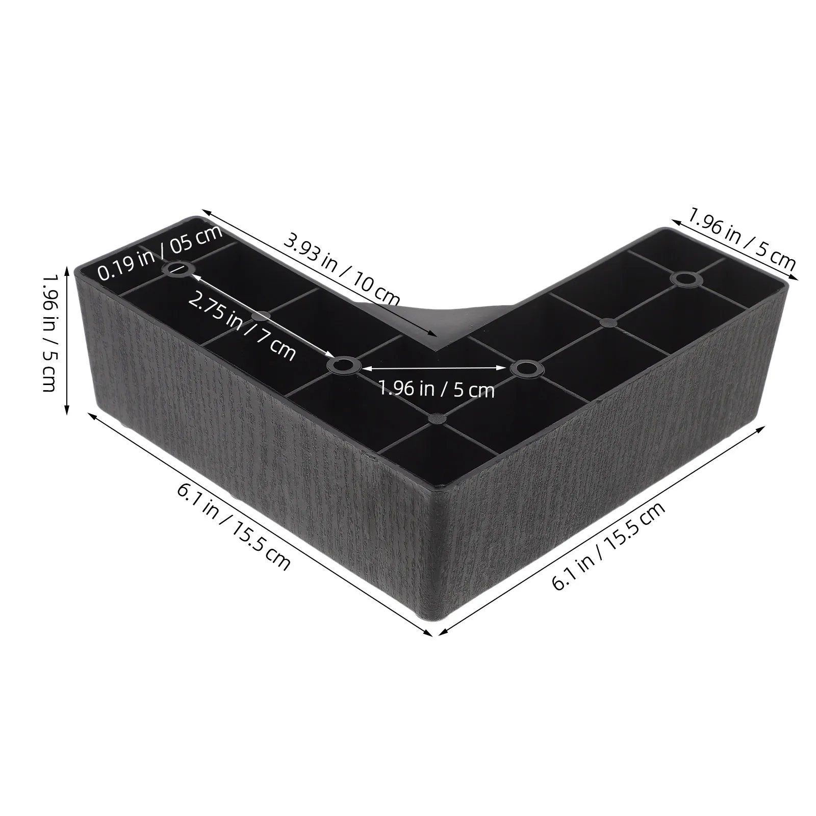 4Pcs Plastic Furniture Legs L-Shaped Sofa Couch Bed Risers Heavy Duty Furniture Lifter for Storage Space Under Bed Cabinet