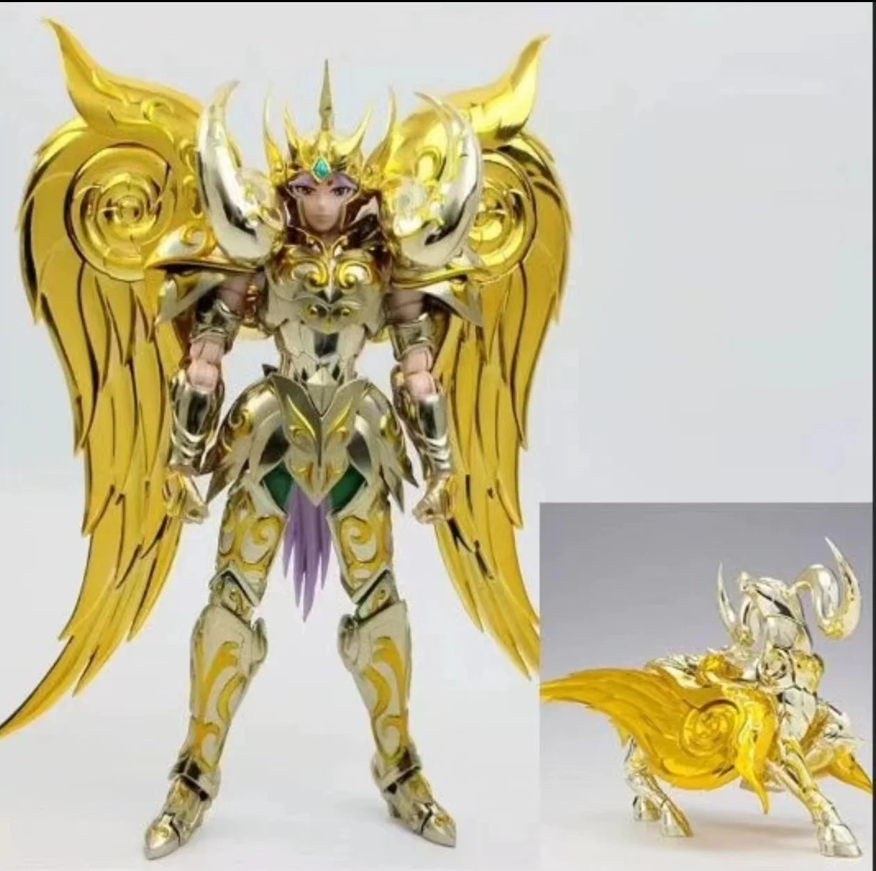 In Stock Metal Club/MC Saint Seiya Myth Cloth EX Aries Mu SOG/Soul of God with Totem/Object Gold Knights of Zodiac Action Figure