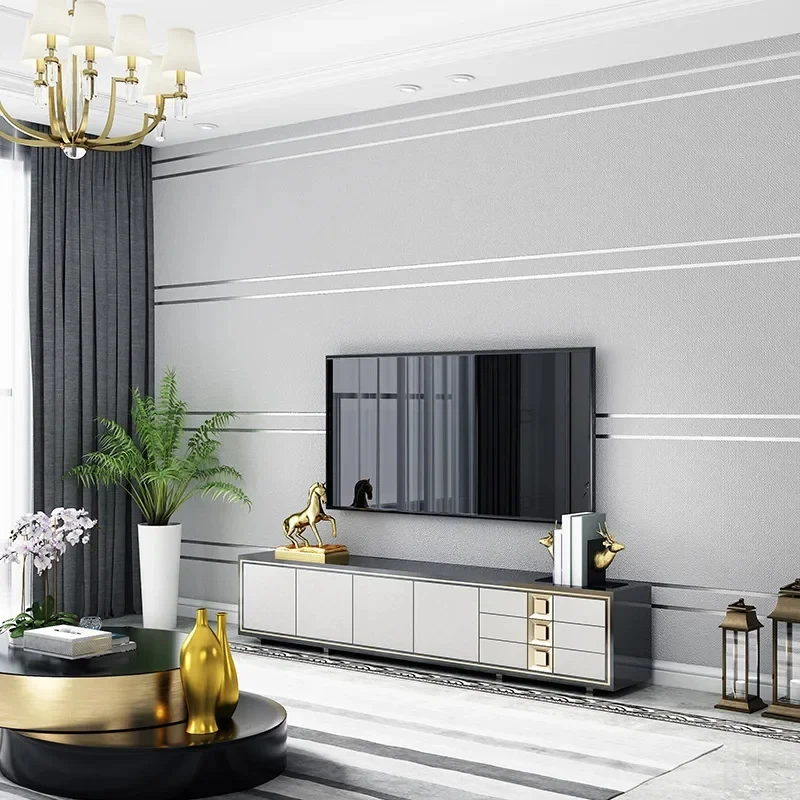 3D Wallpaper Modern Simple Striped Pattern Living Room Tv Background Home Decor Non-woven Fabric Non-Self Adhesive Wallpaper