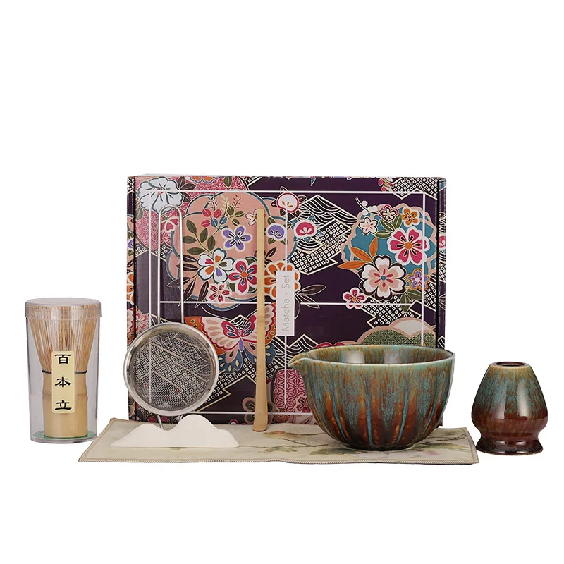 

Chawan Matcha Bowl Japanese Style Set with Mouth Kiln Baked Tea Whisk Lirishi Instant