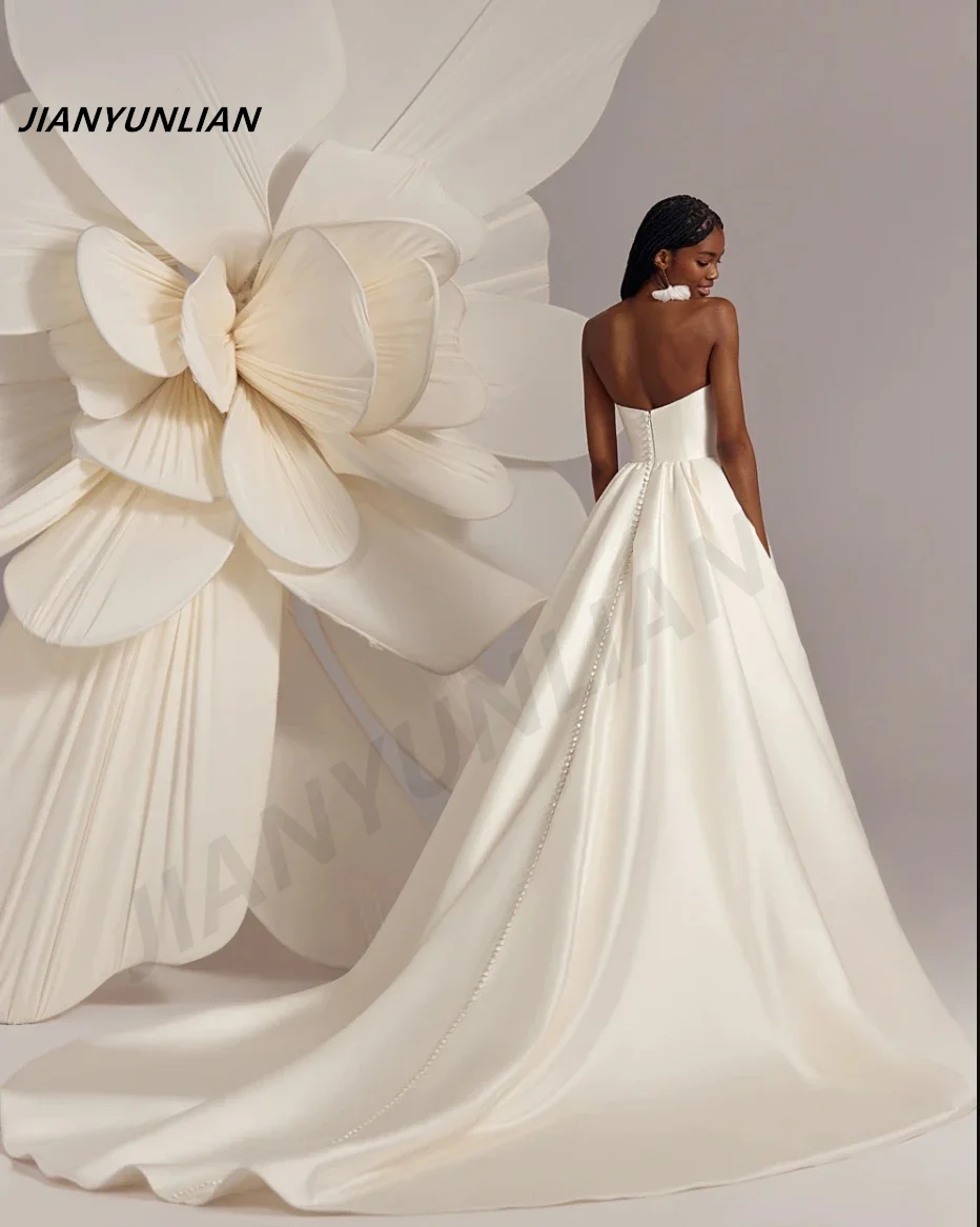 Customized Vestidos De Novia Floor Length Sweetheart A-Line Long Tail Backless For Women To Measures Charming Bridal Gowns