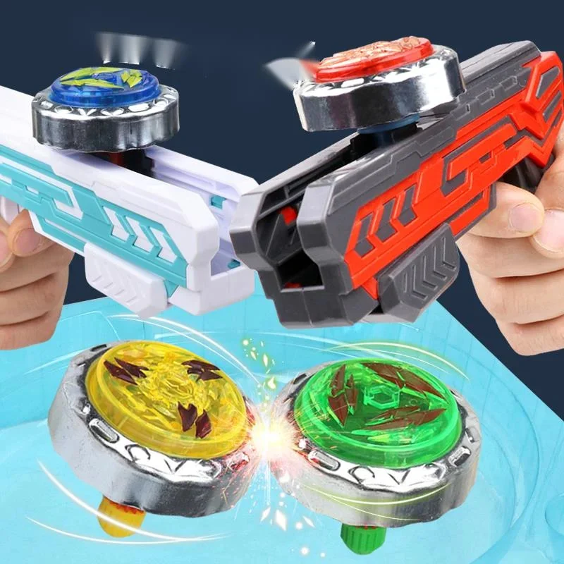 Kids Luminous Rotating Gyro Gun Toys Outdoor Battles Light Rotating Gyro Puzzle Toys for Boys Girls Birthday Christmas Gift