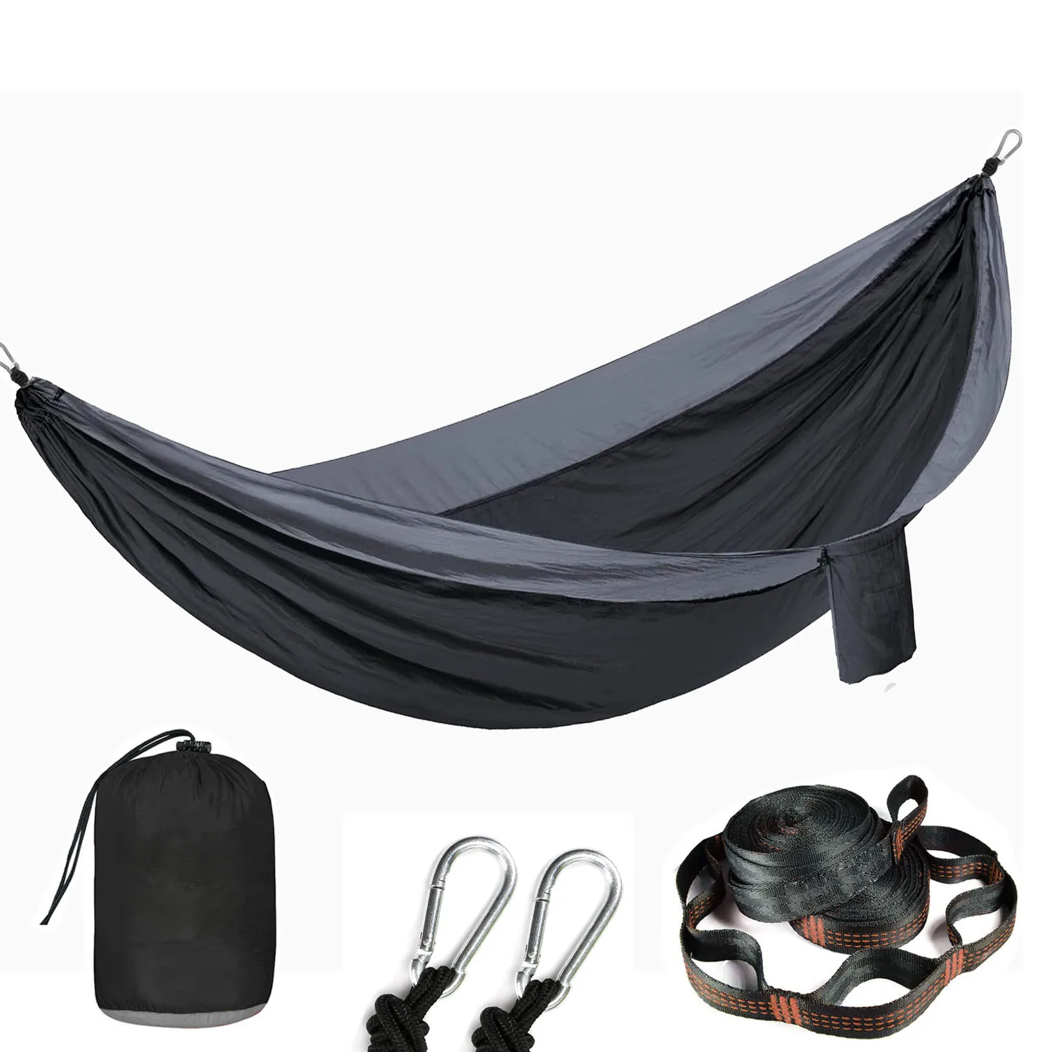 Single Person Portable Outdoor Camping Hammock With Nylon Color Matching Hammock High Strength Parachute Fabric Hanging Bed