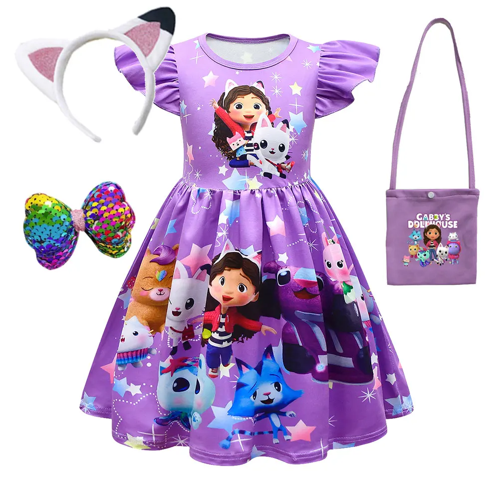 فستان للفتيات الصغيرات فساتين بيت الدمى من غابي الأميرة غابي كات لحفلات أعياد ميلاد الأطفال للفتيات الصغيرات