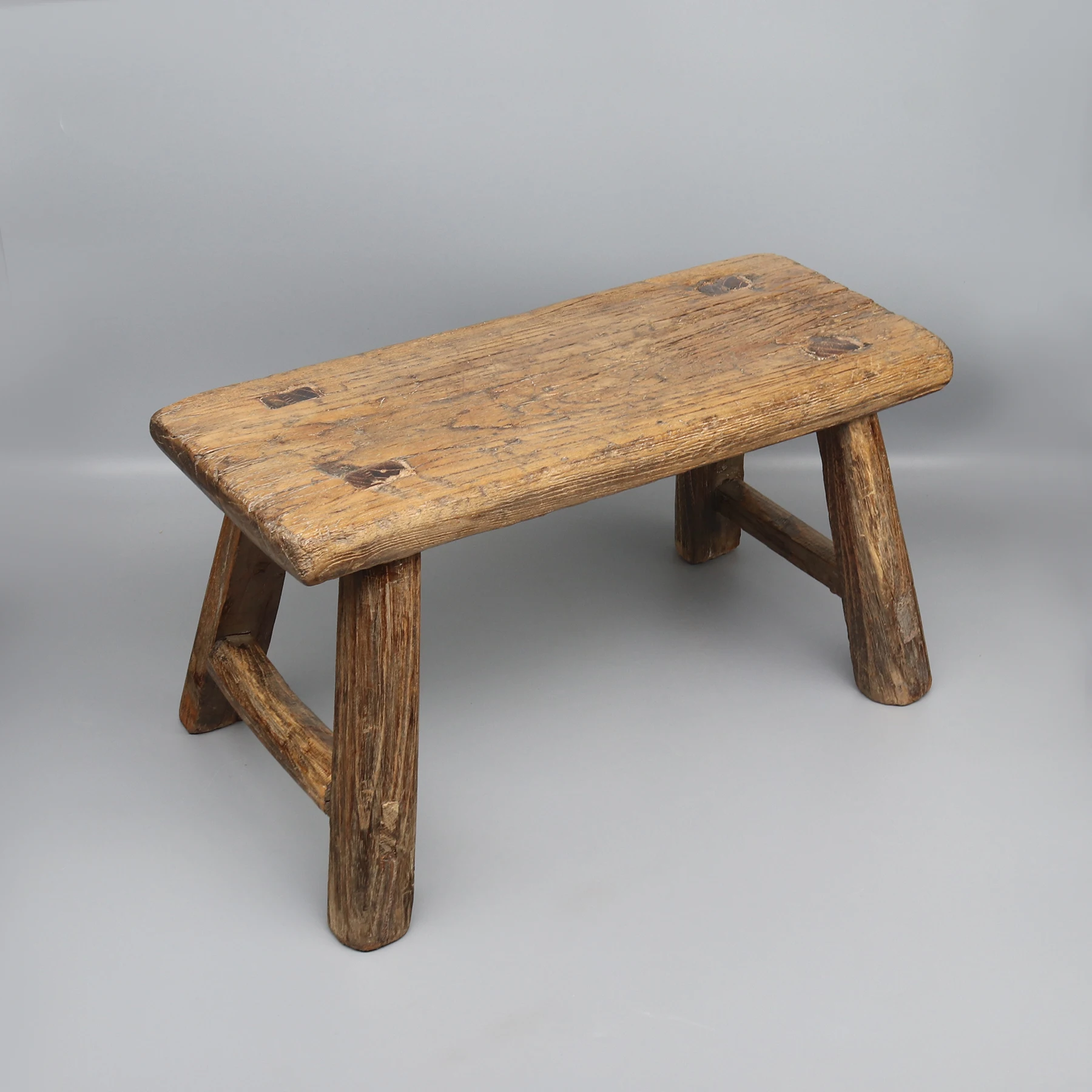 Low Long Wooden Stool, Old Kitchen Bench, Kids Chair, Small Side Table