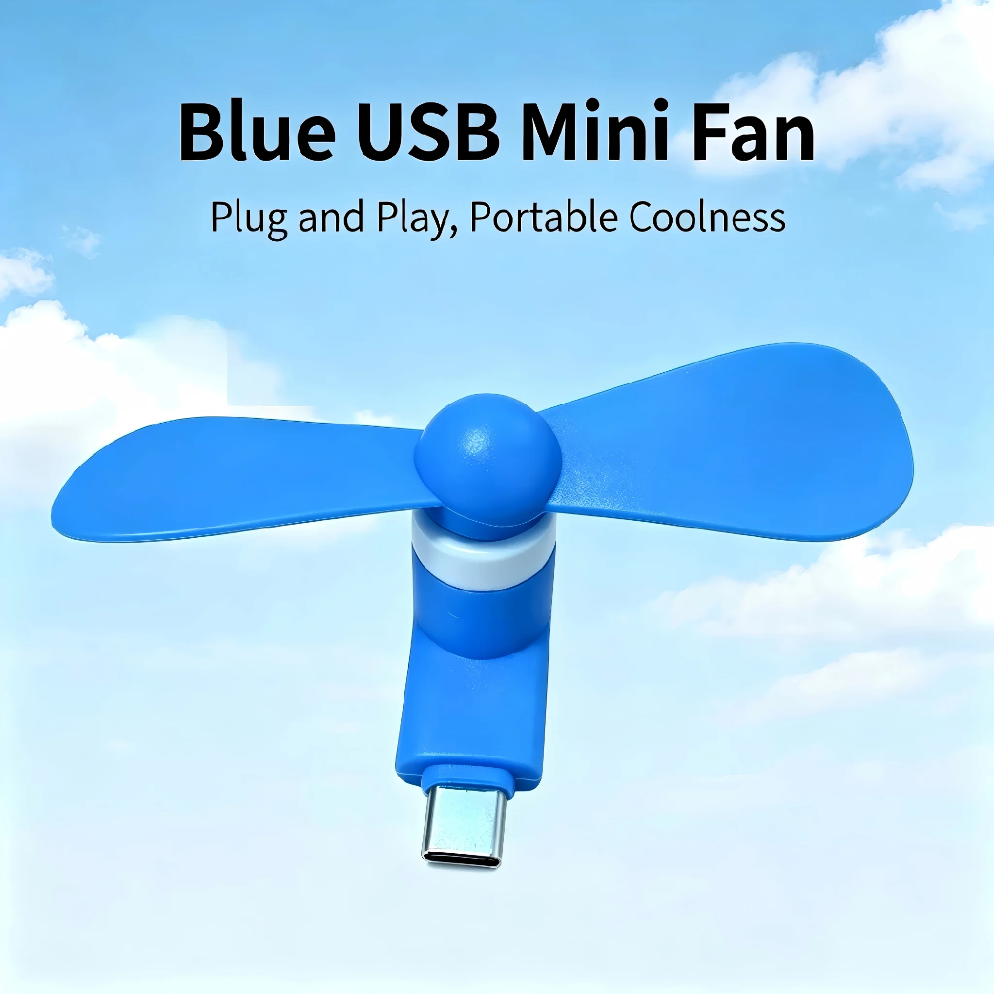 Portable Mini Type-C USB Phone Fan with Soft Blades, Compatible with Type-C Phones and Power Banks, Plug and Play for Summer Coo