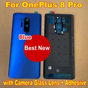 Bilashmart Best BackShell Back Battery Cover Housing Door Rear Case Phone Lid with Camera Frame Glass Lens OnePlus 8 Pro + Flash Adhesive