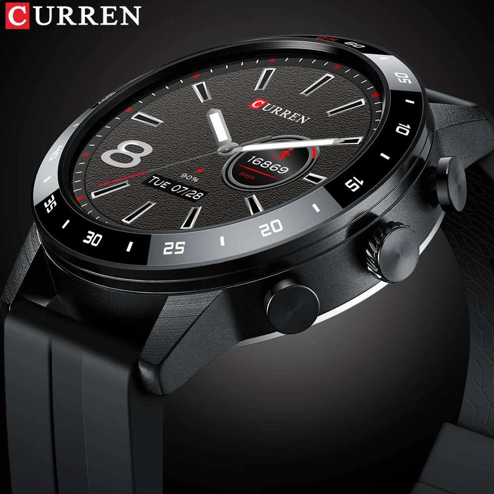 CURREN New Smart Watch Men Music Play HD Screen Sport Fitness Watch IP68 Waterproof For Android ios smartwatch Men