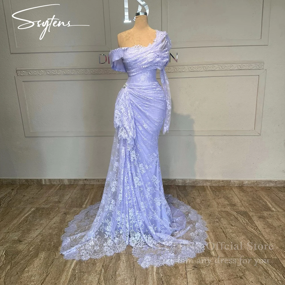 

SSYTENS Элегантные фиолетовые вечерние платья русалки на одно плечо, кружевные платья по индивидуальному заказу, Vestidos Para, вечерние платья для выпускного вечера
