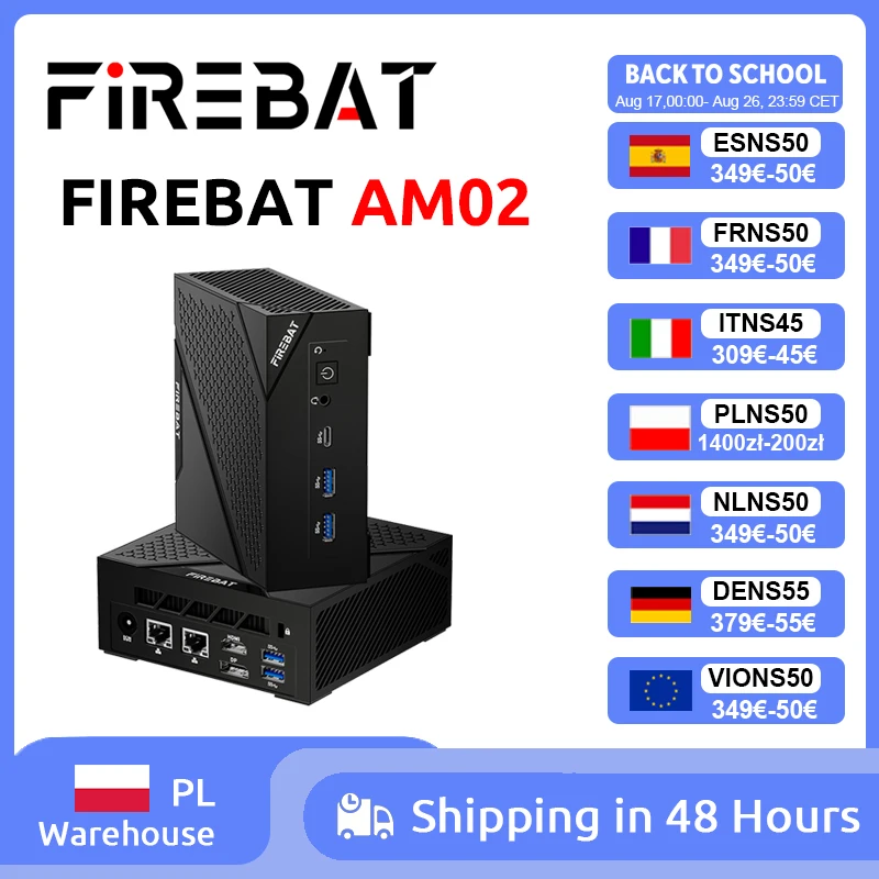 FIREBAT AM02 AMD Ryzen 5 6600H MINI-PC DDR5 16GB RAM 512GB SSD WIFI6 BT5.2 Tragbarer Desktop-MINI-PC Computer Netzwerk HDMI-Anschluss