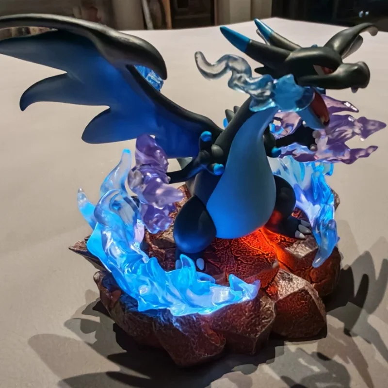 本物のポケモンバトルフィギュアチャリザードティラニタール-pvc-コレクタブル像アニメおもちゃ-led-ライトデスクトップ装飾ギフトファンのための