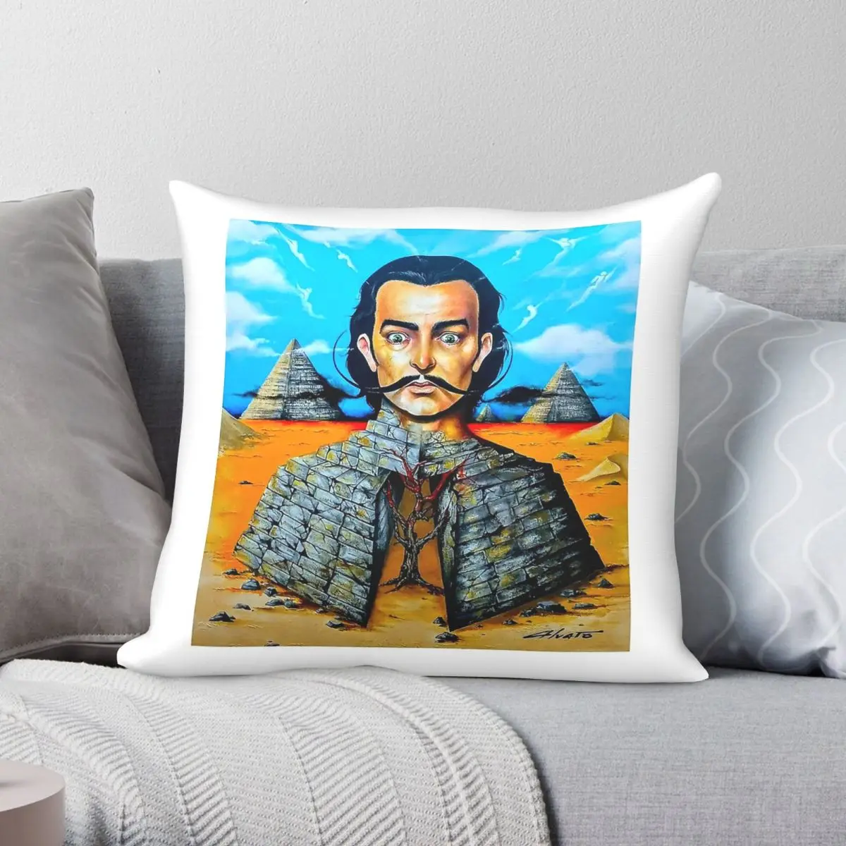 Eighth Wonder Pyramids Surrealism Pillowcase Polyester Linen Velvet Pattern Zip Decor Sofa Cushion Cover Wholesale
