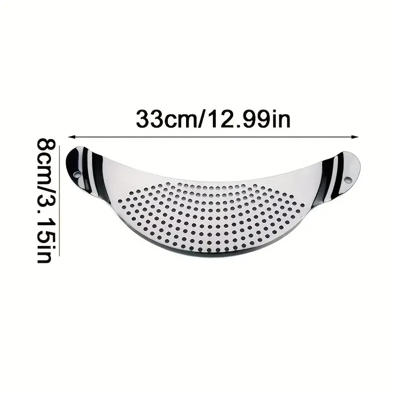 1pc Stainless Steel Water Filter Vegetable Drainer Moon-shaped Pot Side Filter Slag Separator Filter Baffle Drain Plate