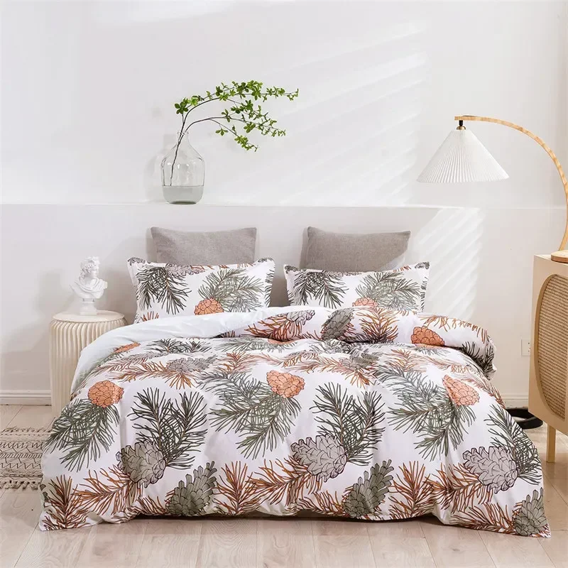 Simple Flowers Leaves Duvet Cover Geometric Floral Bedding Set King For Kids Teens Microfiber Cartoon Animals Comforter Cover