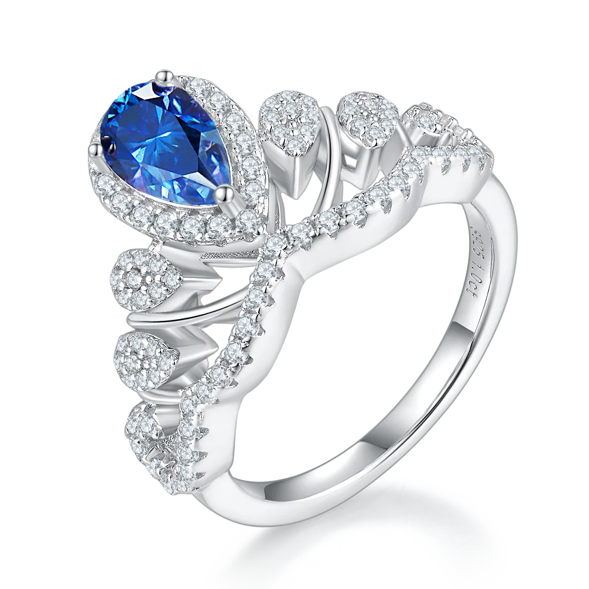 

NEO CARAT Water Drop S925 Silver Plated 18K White Gold Women's Ring Colored Mozambique Diamond 1.0ct D Color Wedding/Party Scene