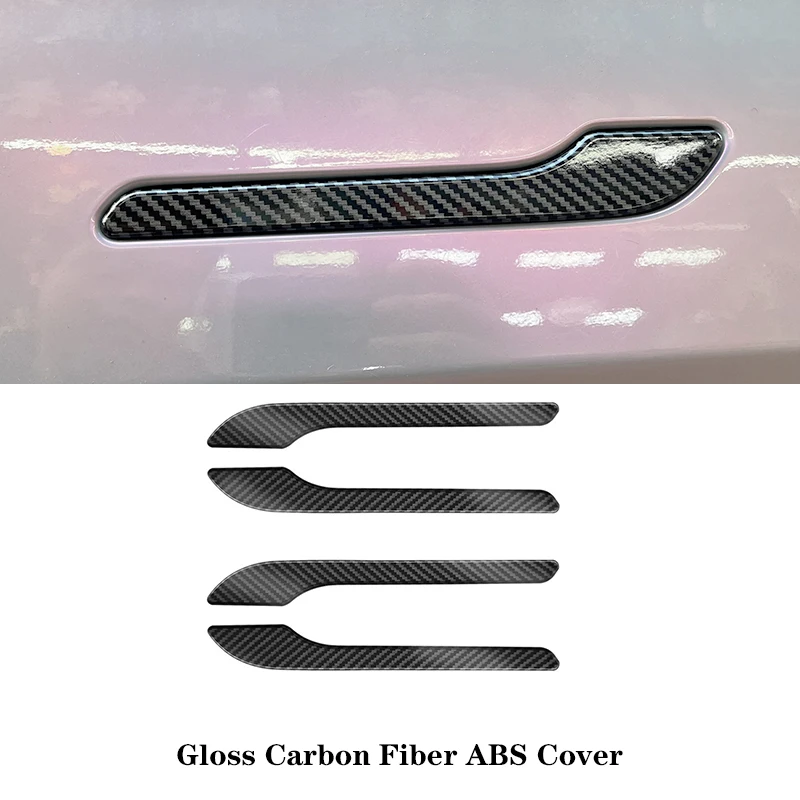 ل تسلا نموذج 3 Y 2016-2025 ألياف الكربون ABS غطاء مقبض الباب حامي ملصق الكسوة 4 قطعة