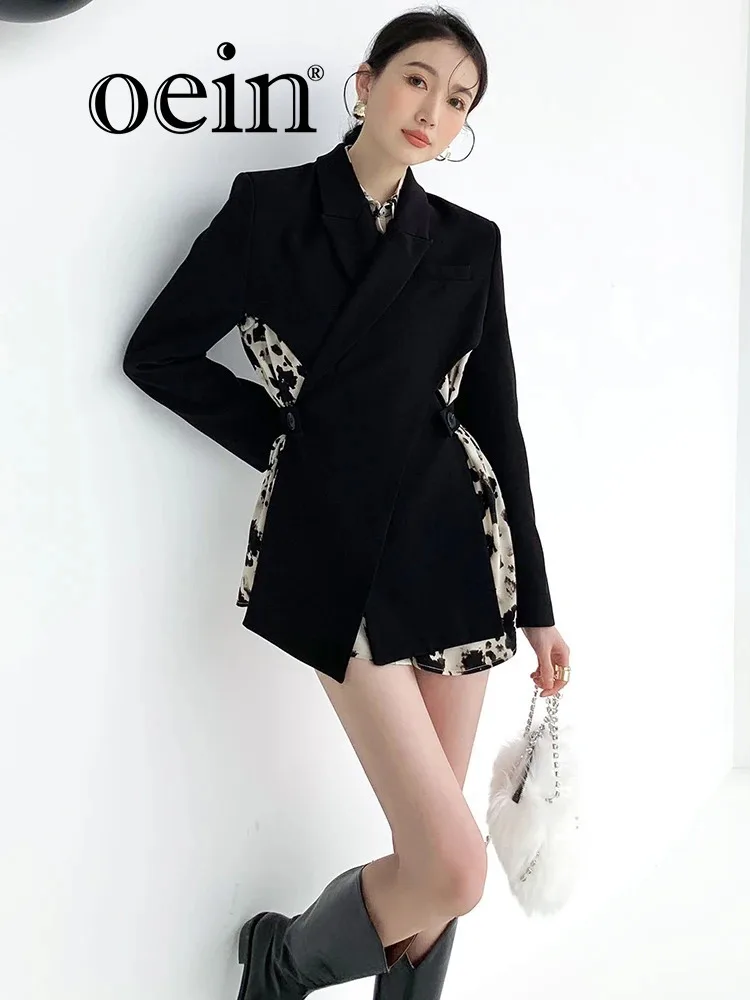 

[oein] 2024 Autumn New Black Niche Designer Open-back Split Suit