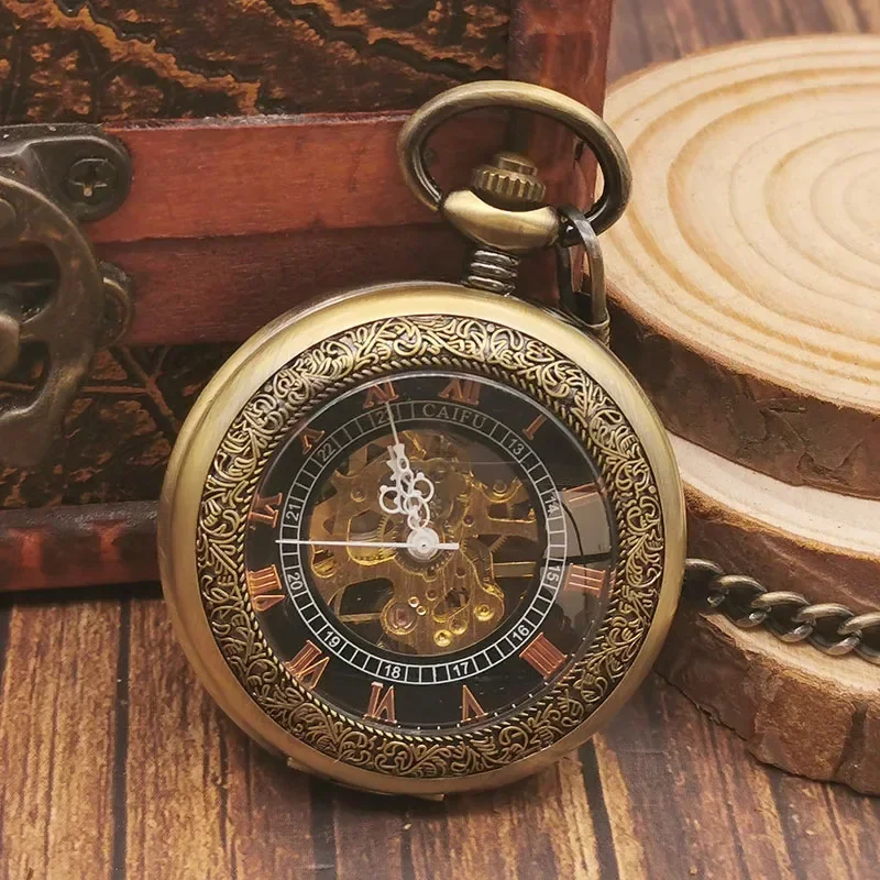 Antique Retro Hollow Mechanical Pocket Watches for Men Women Hand Wind Casual Fashion Necklace Chain Clock Pocket&Fob Watches