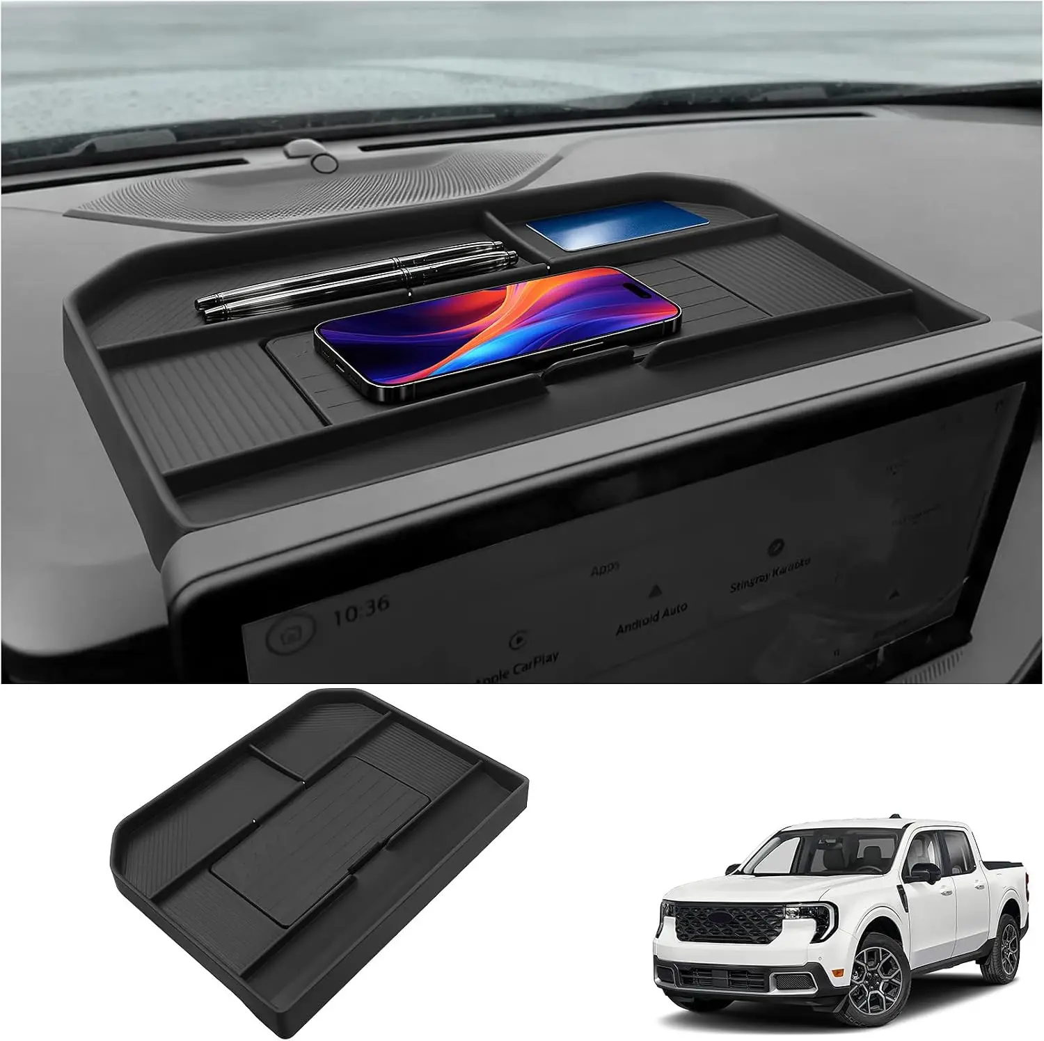 Dashboard Organizer for Ford Maverick 2025-2026 Accessories Dashboard Behind-Screen Storage Box Center Console Dash Tray