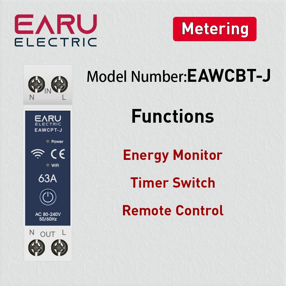 6-63A 1P+N WiFi Smart Circuit Breaker  Kwh Energy Meter Monitoring Timer Relay MCB TUYA Smart Life Voltage Current Protection