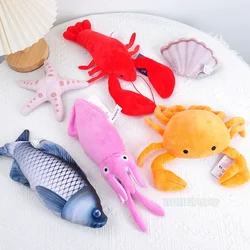 Juguete de peluche de dibujos animados para niño y niña, muñeco de langosta, calamar, cangrejo, estrella de mar, festón, carpa, acuario, Océano, Animal marino, parque marino, regalo