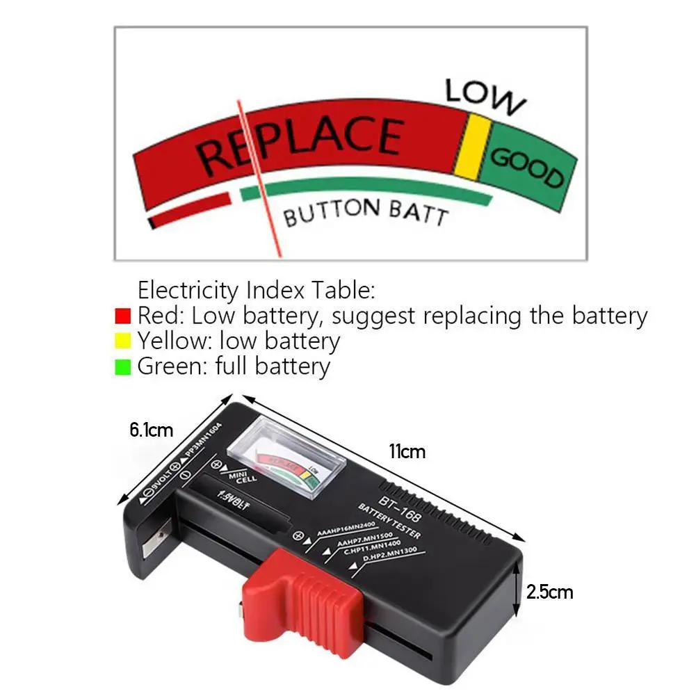 Pointer Type Battery Tester AA/AAA/9V/1.5V Button Cell Battery Capacity Check Capacitance Diagnostic Tool