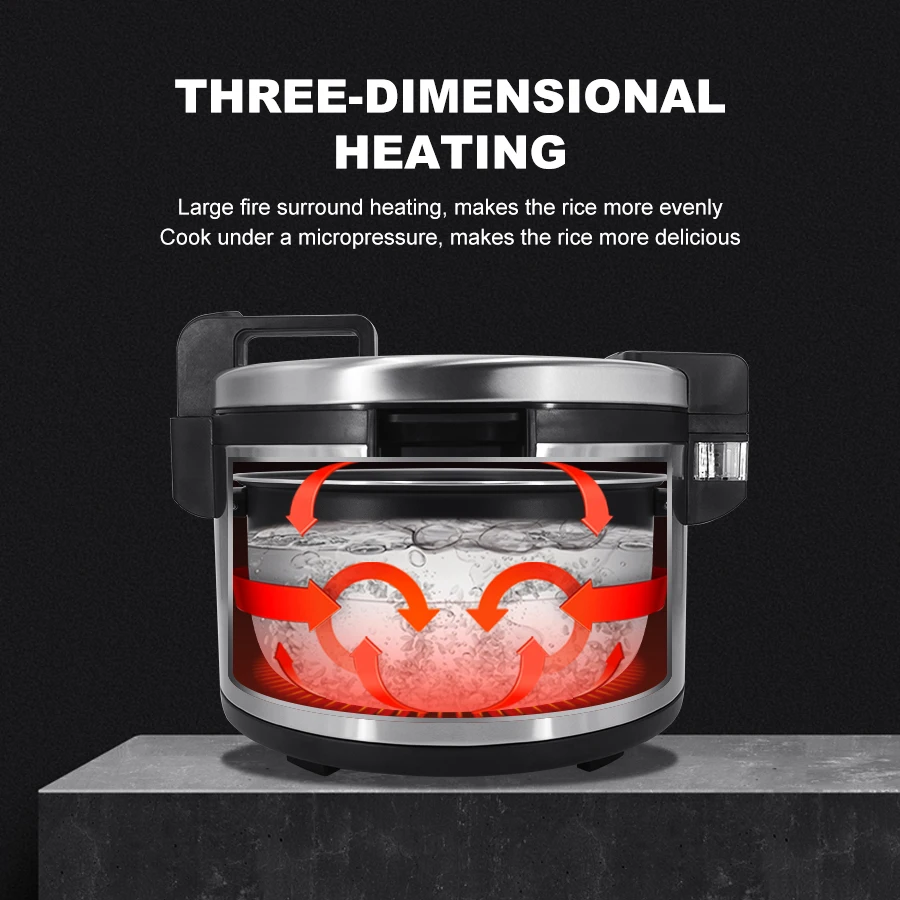 Kommerzieller elektrischer Reiskocher für Restaurants, Edelstahl, große Kapazität, 22 l, Reiskocher für Restaurants