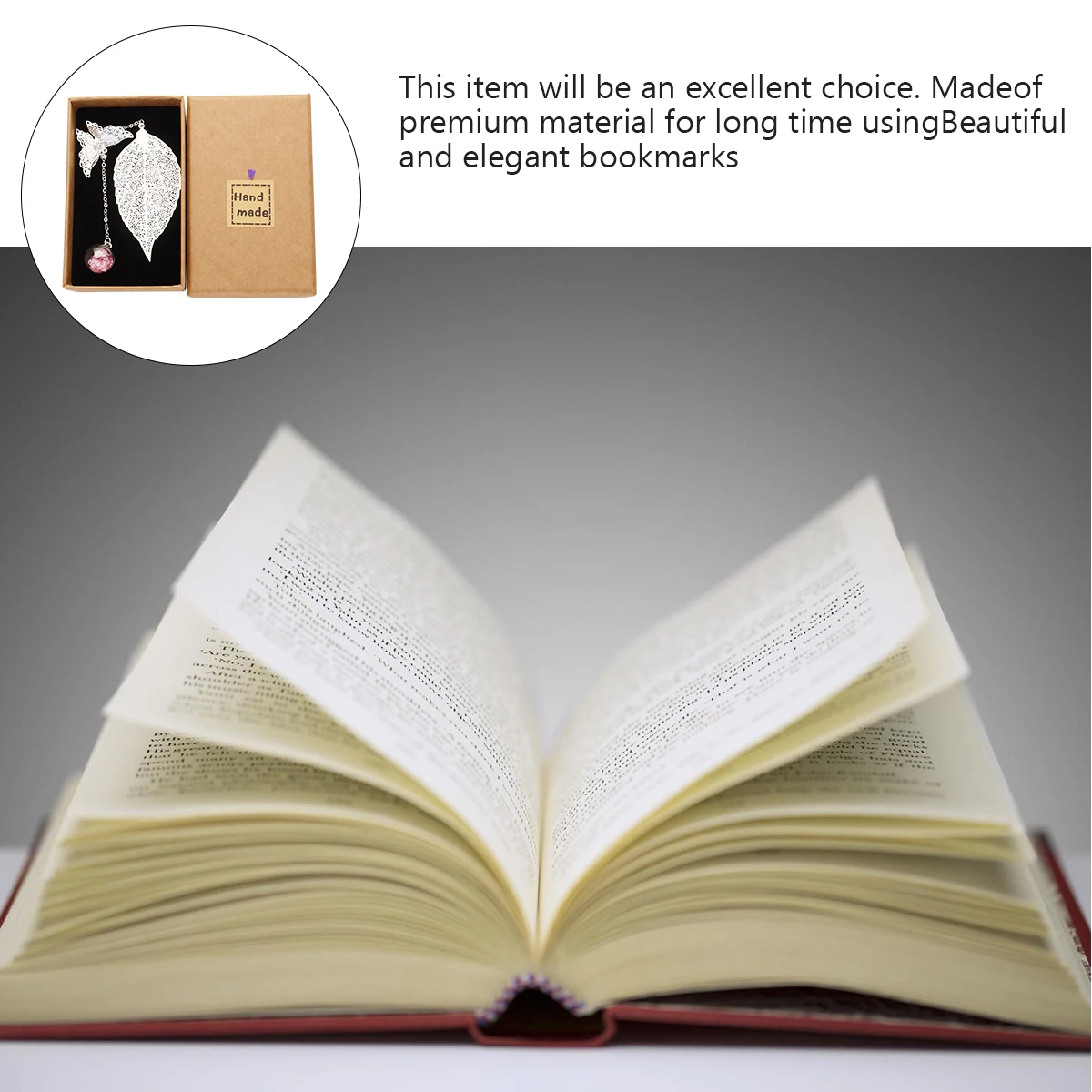

Unique Leaf Shaped Bookmark with Beautiful Dry Flowers Page Marker Lightweight Student Supplies for Reading