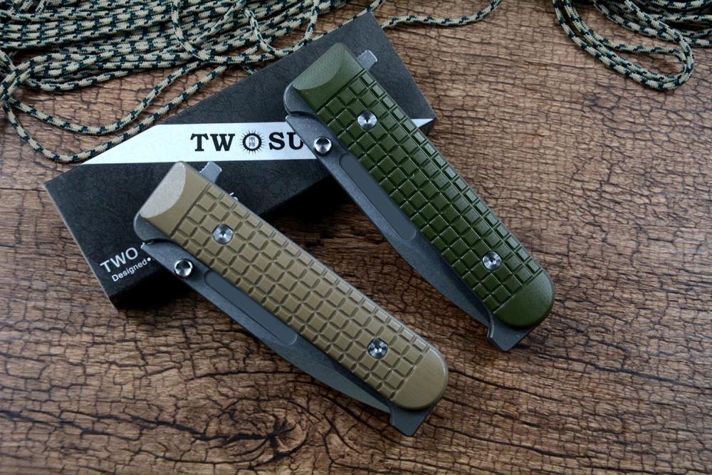 TWO SUN TS394 Folding Knife D2 Stonewash Blade G10 Handle Outdoor Camping Hunting Pocket Knife