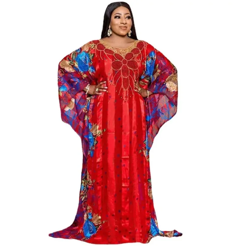 

African Print Dresses for Women Muslim Maxi Dress Traditional Dashiki Diamond Abaya Dubai Boubou Robe Africa Morocco Gown Robes