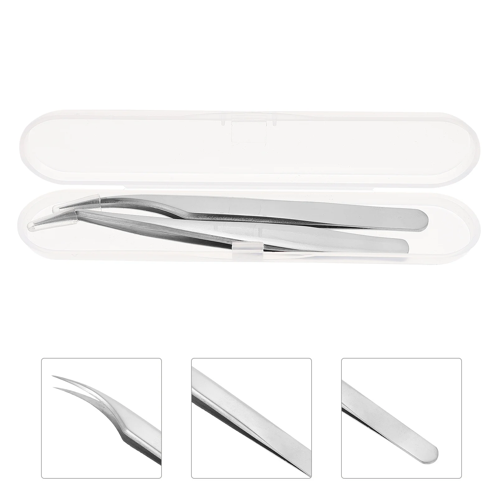 2 قطعة ملاقط تطعيم الرموش الاحترافية طرف رفيع من الفولاذ المقاوم للصدأ مقبض غير قابل للانزلاق مثالي لاستخدام صالونات صالونات الرموش