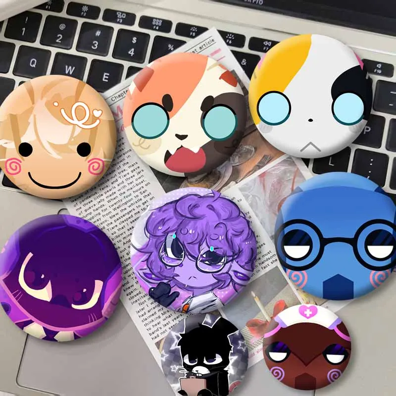 Funny Game Animal Hospital Anomaly Secretary Brooch Cartoon Cosplay Button Pins Round Badge on Backpack Clothes Jewelry Ornament
