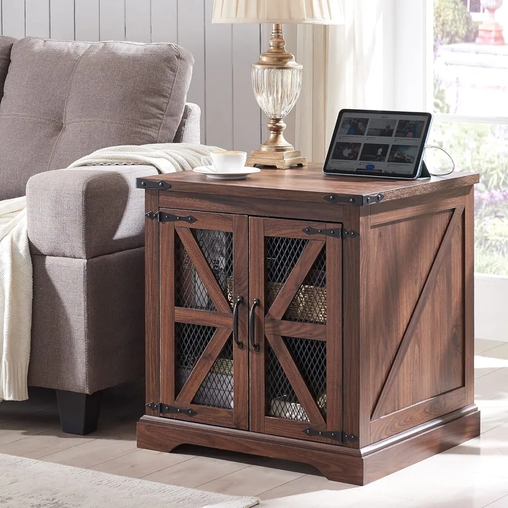 End Tables The hidden storage cabinet behind the mesh barn door provides extra large storage space Easy Assembly End Tables