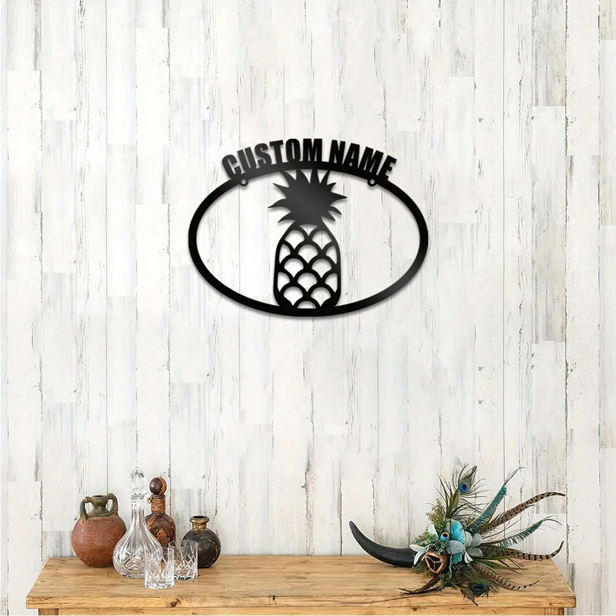 

1pc Pineapple funny Customized Name Metal Wall Signs Iron Wall Plaque For Home Decor